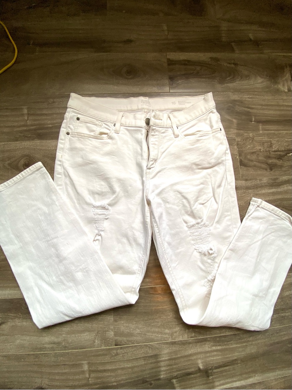 a.n.a White Skinny Distressed Jeans